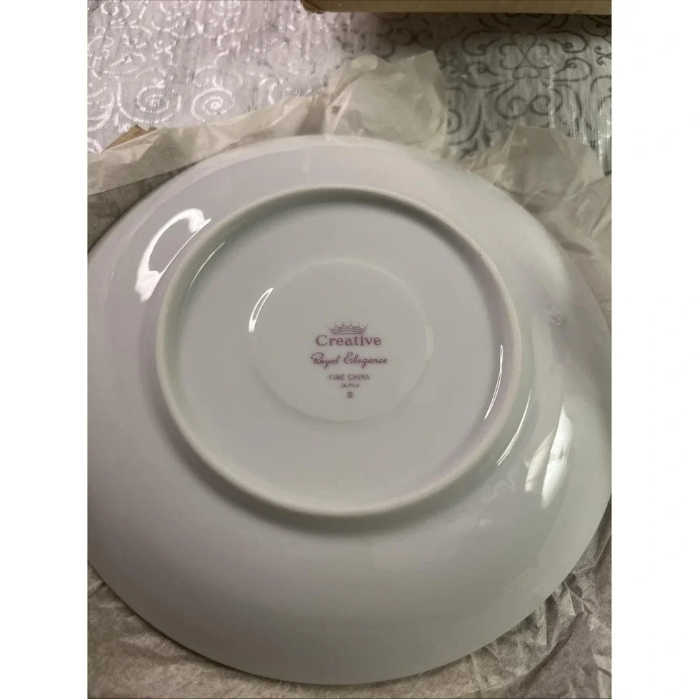1960's Creative Royal Elegance Fine China Japan 4 Pc Dinner Plate Cup Set In Box